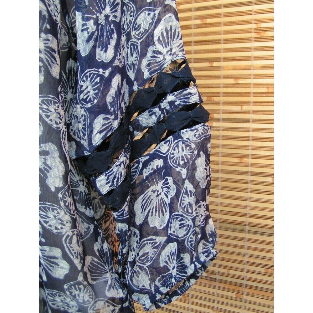 LUCKY BRAND 100% Rayon Floral Print Elastic Hem Peasant Blouse SM EXCELLENT!! - Picture 3 of 7